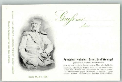 1900 Ernst Graf Wrangwl preuss. Feldmarschall Das Grosse Jahrhundert Serie O Nr. 482