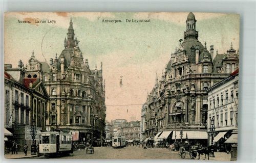 Antwerpen 1915 Straßenbahn Geschäft Rue Leys Feldpost WK I 1.Landst.Inf.Bat. Mannheim