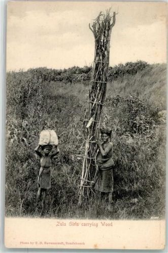 Zulu Girls carrying Wood