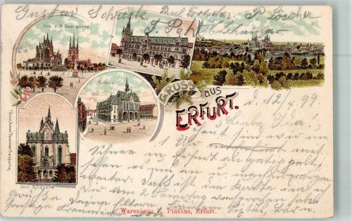 Erfurt 1899 Dom u. St. Severikirche Post Rathaus