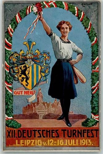 Leipzig 1913 Wappen Gut Heil sign. Liebing