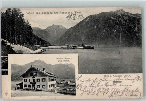 Seespitz 1903 Gasthaus Seespitz Achensee Landpost Maurach