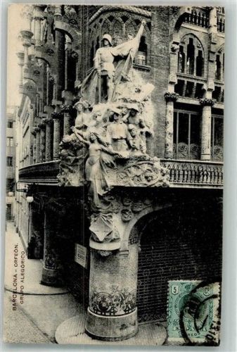Barcelona 1913 Denkmal Orfeon Marke bildseitig