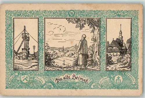 Kattowitz Abstimmungs-Postkarte Zeche Kirche