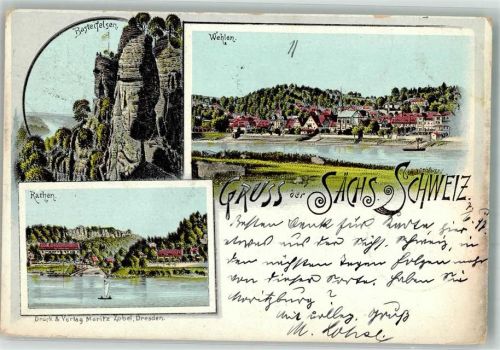 Rathen Kurort 1897 Basteifelsen Wehlen