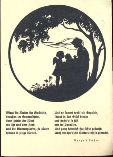 1930 Gedicht, Elfe, Engel, Poesie, Scherenschnitt