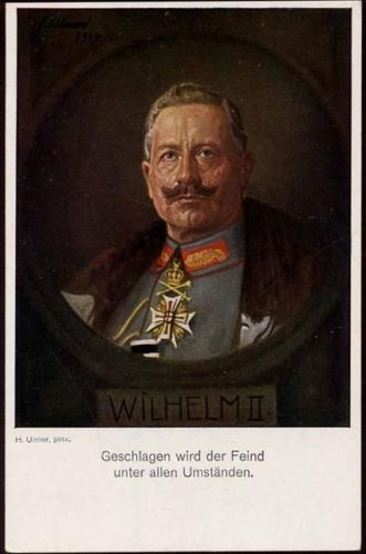 um 1914 Kaiser Wilhelm II., Uniform, Orden, Spruch, Künstler-AK,sign. H. Ulmer