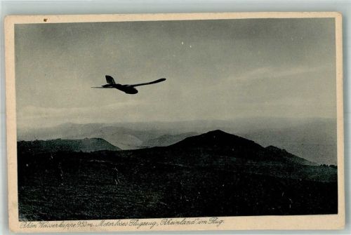 Rhön Wasserkuppe Flugzeug: Rheinland im Flug Stempel: Berggasthof Vey Wasserkuppe Segelflug 1932