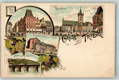 Trier Marktplatz mit Rotes Haus und Gangolfskirche Kurfürstliches Schloss und Basilika Moselbrücke Verlag Zieher, Ottmar