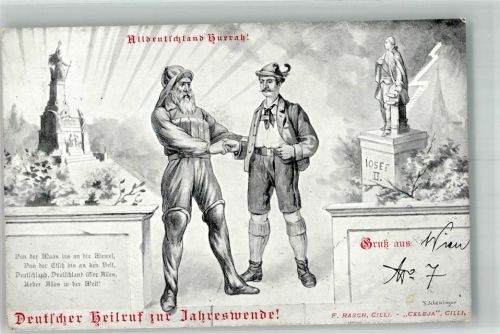 1897 Alldeutschland Hurrah Heilruf zur Jahreswende + F. Rasch, Celje Adelskorrespondenz