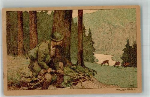 1919 Verlag H. Köhler Nr. 13 Waldmorgen Jäger mit Gewehr