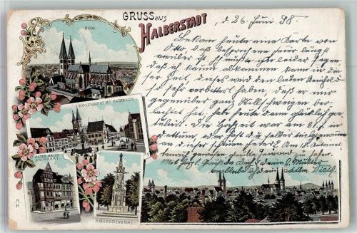 Halberstadt 1898 Dom Holzmarkt m. Rathaus Altes Haus am Markt Siegesdenkmal