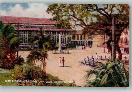 Kriegerdenkmal Georgetown Club British Guinea sign. Oilette