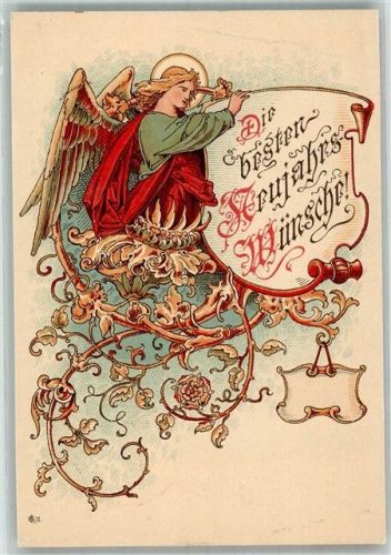 1905 Neujahr Jugendstil Künstlerkarte