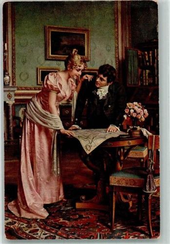 sign. Brack Junges Paar plant die Hochzeitsreise Poesie / Liebe L & P 2625