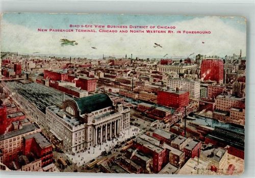 Chicago 1914 Vogelschau Business Discrit
