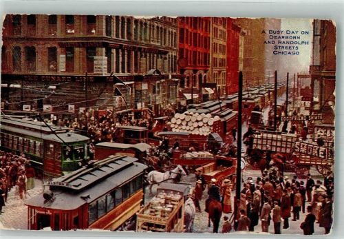 Chicago Straßenbahn Pferdewagen Randoplh Street