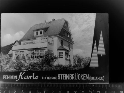 35716 W6344 Steinbrücken , Dillkr GLASNEGATIV Pension Karle