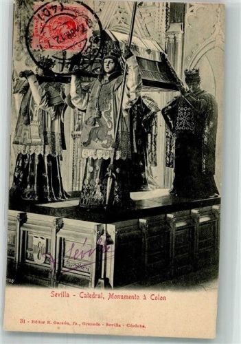 Sevilla 1912 Kathedrale Monumento a colon Marke Bildseitig