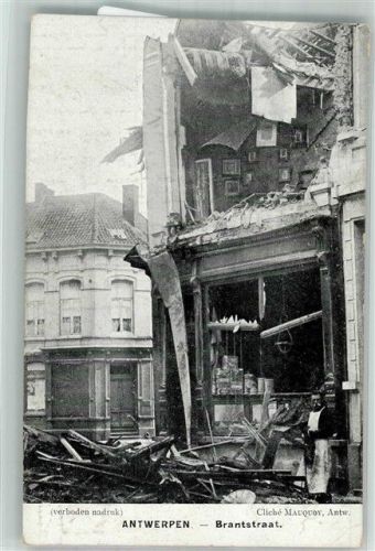 Antwerpen 1915 Feldpost WK I Brantsstraat Trümmer