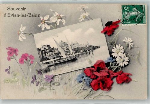 Evian-les-Bains Hafen Briefmarke bildseitig