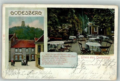 Bad Godesberg 1909 Gasthof zum Godesberg Gasthaus Terrasse Gedicht