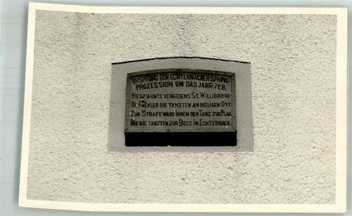 Echternach Denkmal Tafel Prozession im Jahr 728