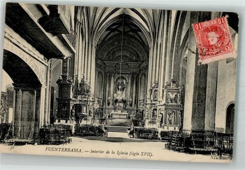 Fuenterrabia 1907 Kirche innen Marke bildseitig