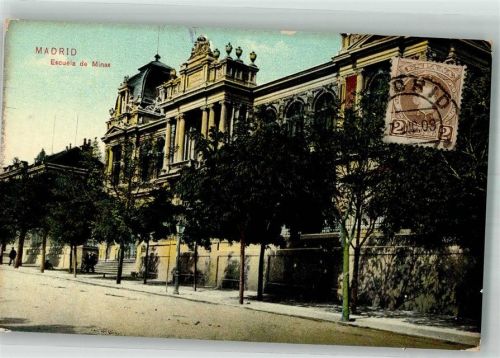 Madrid 1909 Escuela de Minas Marke bildseitig