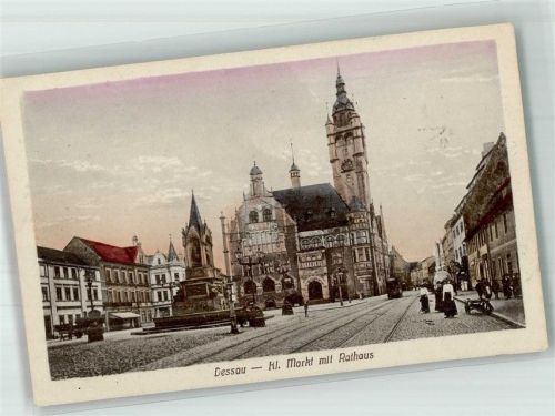 Dessau 1918 Markt Rathaus Straßenbahn