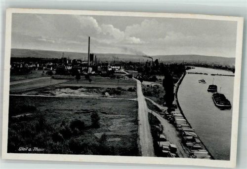 Weil am Rhein Panorama des Ortes Rheinschiffe