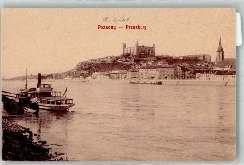 Bratislava Burg Donau Dampfschiff