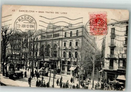Barcelona 1912 Gran Teatro del Liceo Marke Bildseitig