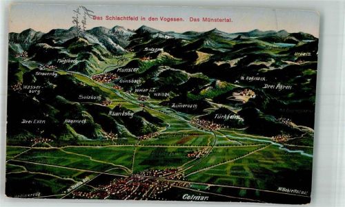 Strasbourg Vogelschau Schlachtfeld Vogesen Feldpost WK I