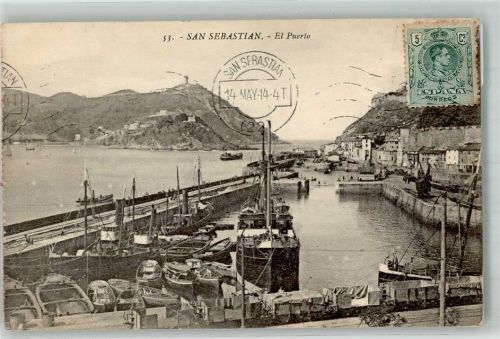 San Sebastian 1914 Hafen Marke bildseitig