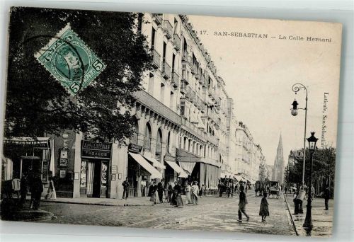 San Sebastian 1909 Geschäft Tabak La Calle Hernani Marke bildseitig Leim löst sich