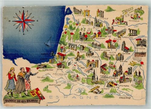 Vitoria-Gasteiz Landkarte Tracht Baskenland Bearn Bigorre