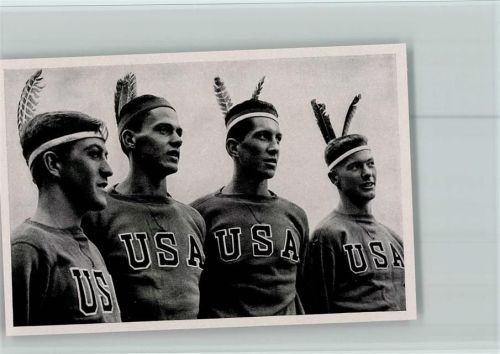 USA Staffel mit Indianerschmuck Olympiade 1936 Sammelbild Band II Gr.57