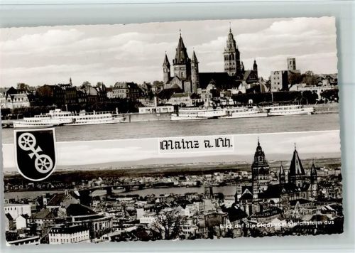 Mainz Rheinschiffe und Stadtansicht