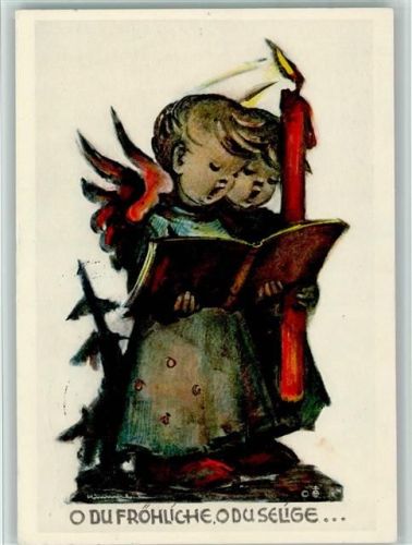 Hummelkarte Nr. 1407 Singende Engel O Du fröhliche Stempel Recklinghausen 23.12.55