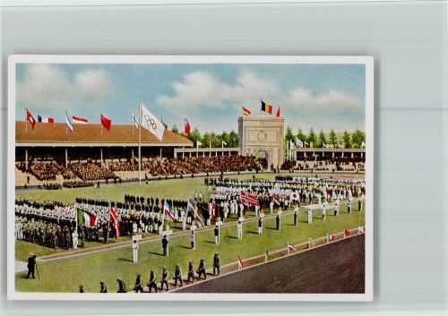 Nationen Aufmarsch Antwerpen Sammelbild Olympiade 1936 Gruppe 54