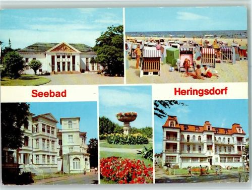 Seebad Heringsdorf Kulturhaus Strand FDGB-Erholungsheime Einheit Camara M'Balia Kuranlagen FDGB-Erholungsheim Guiseppe di Vittorio Mehrfachaufnahme Foto Stöhr AKU2