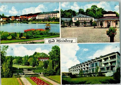 Bad Meinberg Stausee Brunnenplatz mit Quellentempel und Wandelhalle Berggarten Roland-Sanatorium