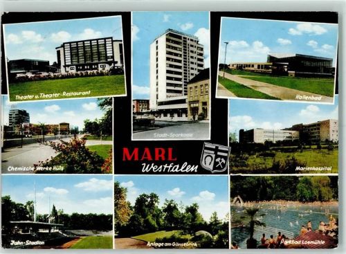 Marl Theater Theater-Restaurant Stadt-Sparkasse Schwimmbad Chemische Werke Hüls Marienhospital Jahn-Stadion Anlage am Gänsebrink Parkbad Loemühle