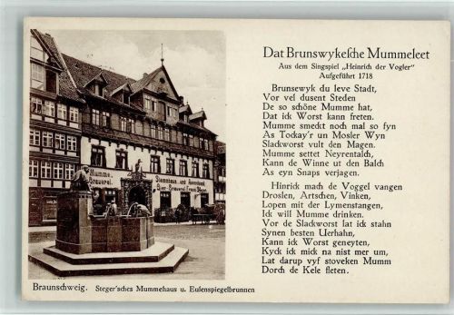 Braunschweig Eulenspiegelbrunnen, Dat Brunnswykelche Mummeleet, 1929; gute Erhaltung