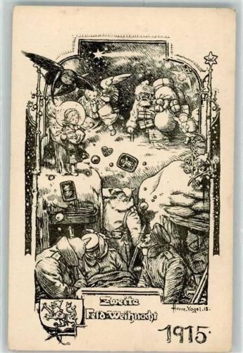 1915 Eule Weihnachtsmann sign. Herm. Vogel