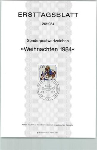 Ersttagsblatt Weihnachten 1984 Format TK 87