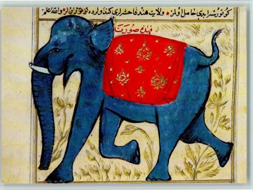 Blauer Elefant mit roter Decke