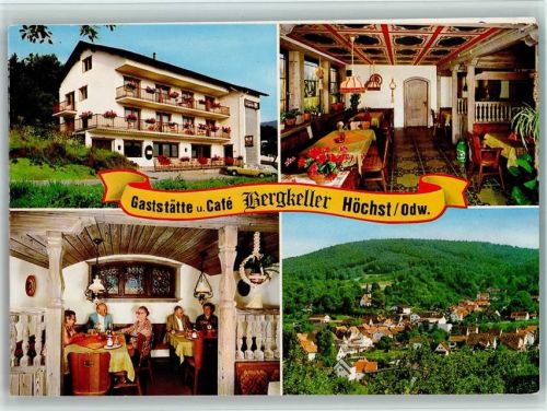 Höchst Gaststätte Bergkeller Klappkarte zweiteilig