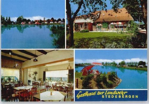 Stedebergen Fluss Haus Baum Tisch Stuhl